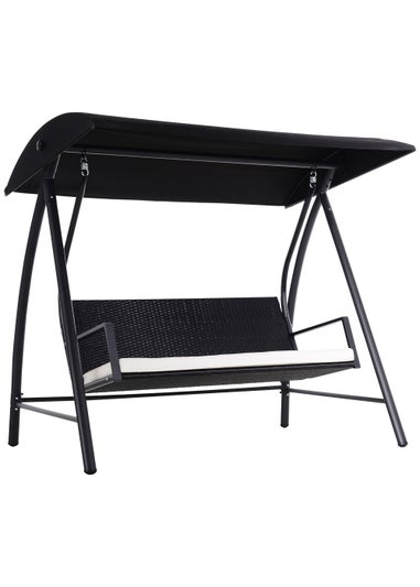 Outsunny 3 Seater Garden Rattan Swing Chair Hammock