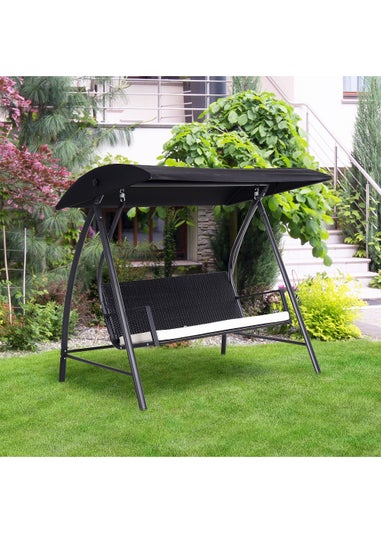 Outsunny 3 Seater Garden Rattan Swing Chair Hammock