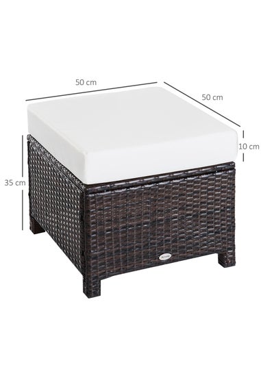 Outsunny Rattan Footstool Wicker Ottoman with Padded Seat for Backyard Garden