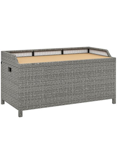 Outsunny Rattan Outdoor Storage Bench with Aluminium Frame
