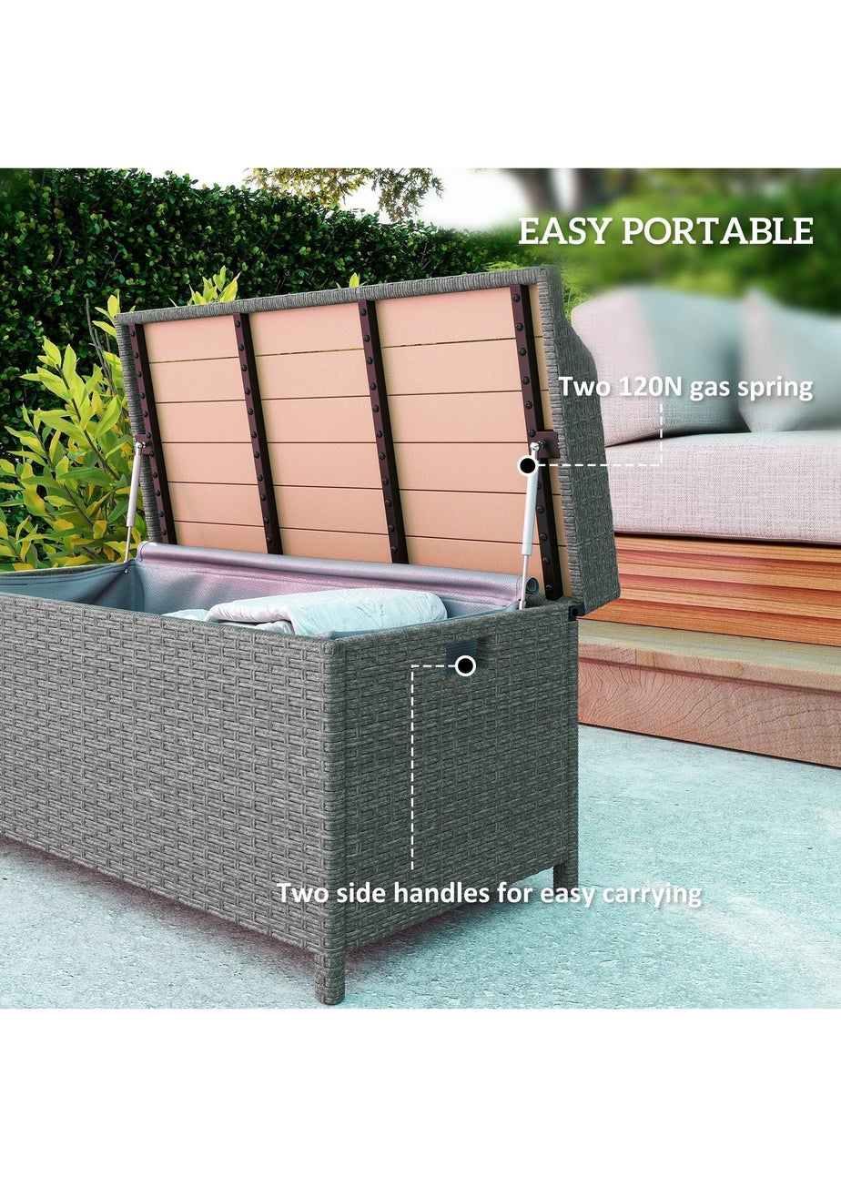 Outsunny Rattan Outdoor Storage Bench with Aluminium Frame