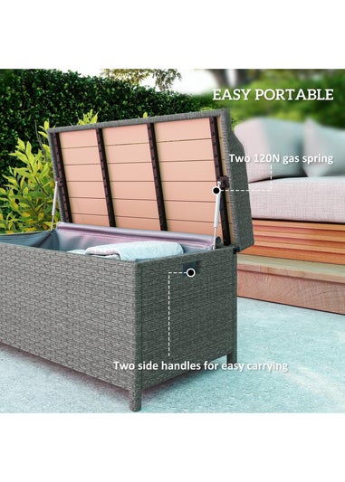 Outsunny Rattan Outdoor Storage Bench with Aluminium Frame