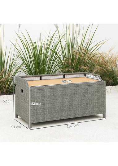 Outsunny Rattan Outdoor Storage Bench with Aluminium Frame