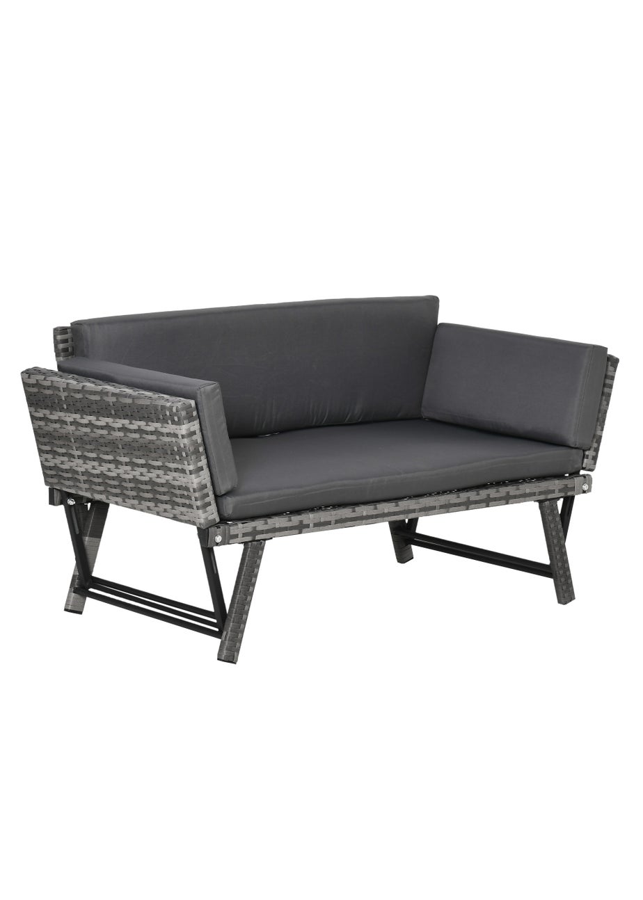 Outsunny 2 in 1Rattan Folding Chaise Lounger w/ Cushion