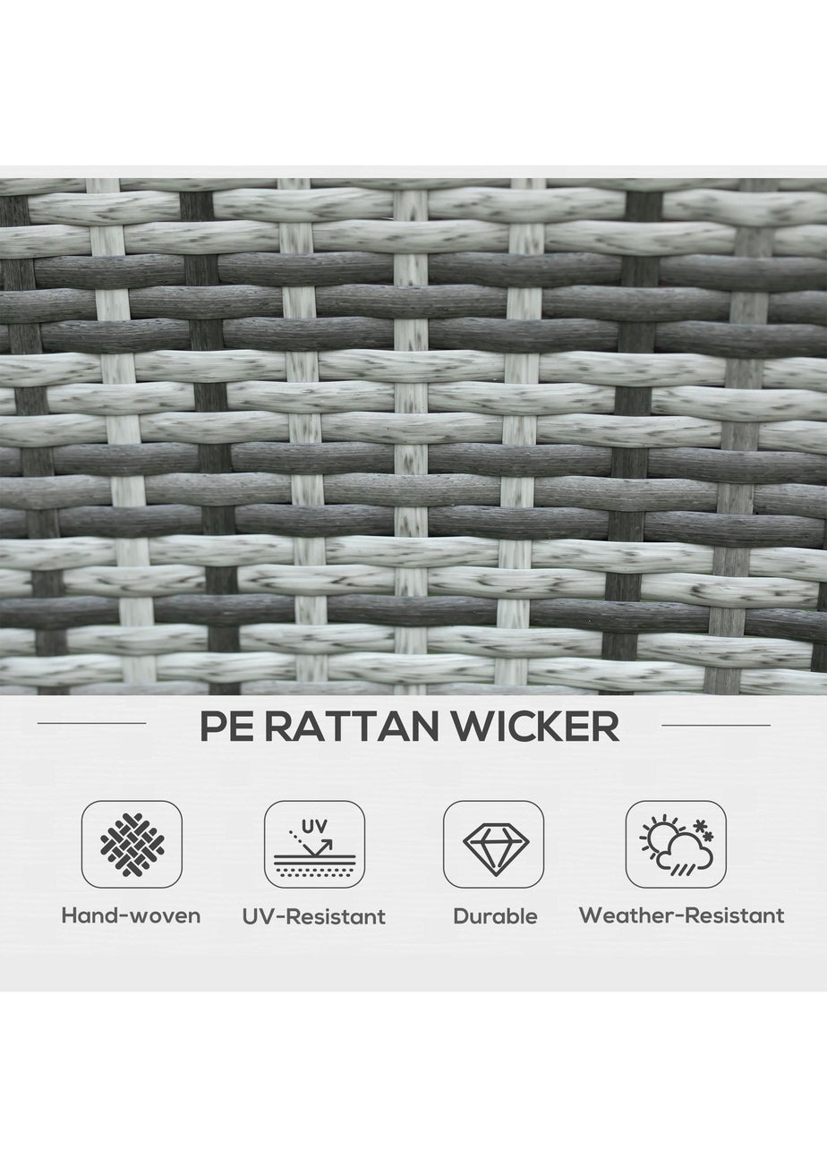 Outsunny Rattan Dining Set for 6 with Cushions Glass Top Table Grey