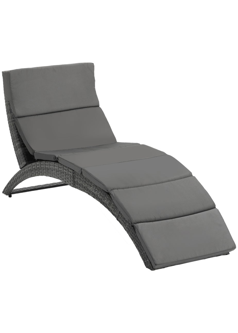 Outsunny Garden Rattan Sun Lounger (156cm x 59cm x 78cm)