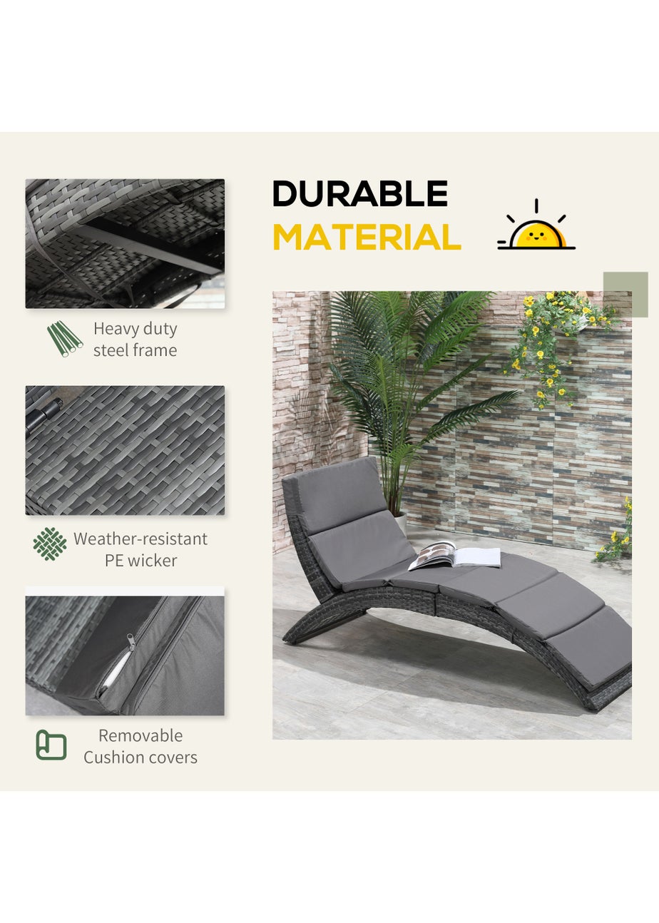 Outsunny Garden Rattan Sun Lounger (156cm x 59cm x 78cm)