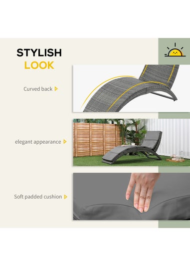 Outsunny Garden Rattan Sun Lounger (156cm x 59cm x 78cm)