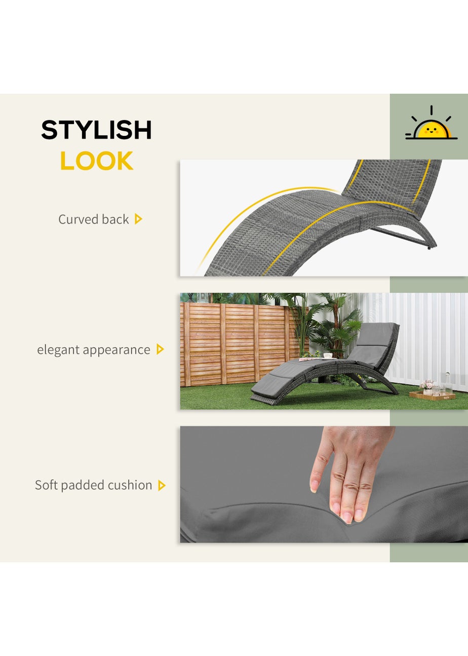 Outsunny Garden Rattan Sun Lounger (156cm x 59cm x 78cm)