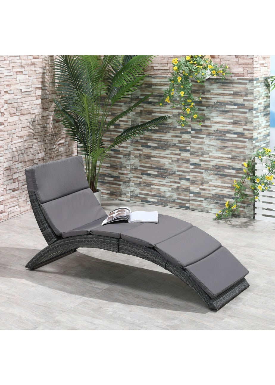 Outsunny Garden Rattan Sun Lounger (156cm x 59cm x 78cm)