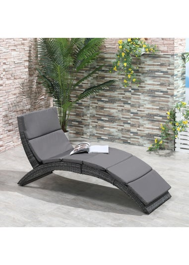 Outsunny Garden Rattan Sun Lounger (156cm x 59cm x 78cm)