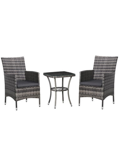 Outsunny 3 Piece Rattan Garden Bistro Furniture Set