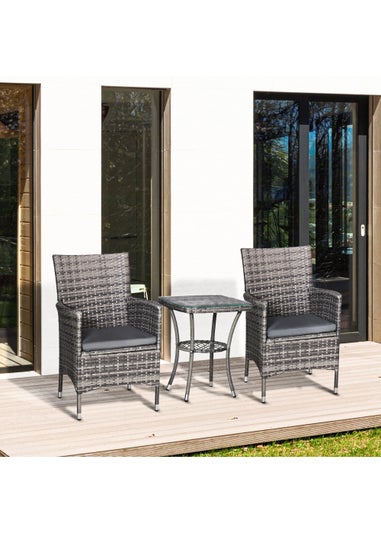 Outsunny 3 Piece Rattan Garden Bistro Furniture Set