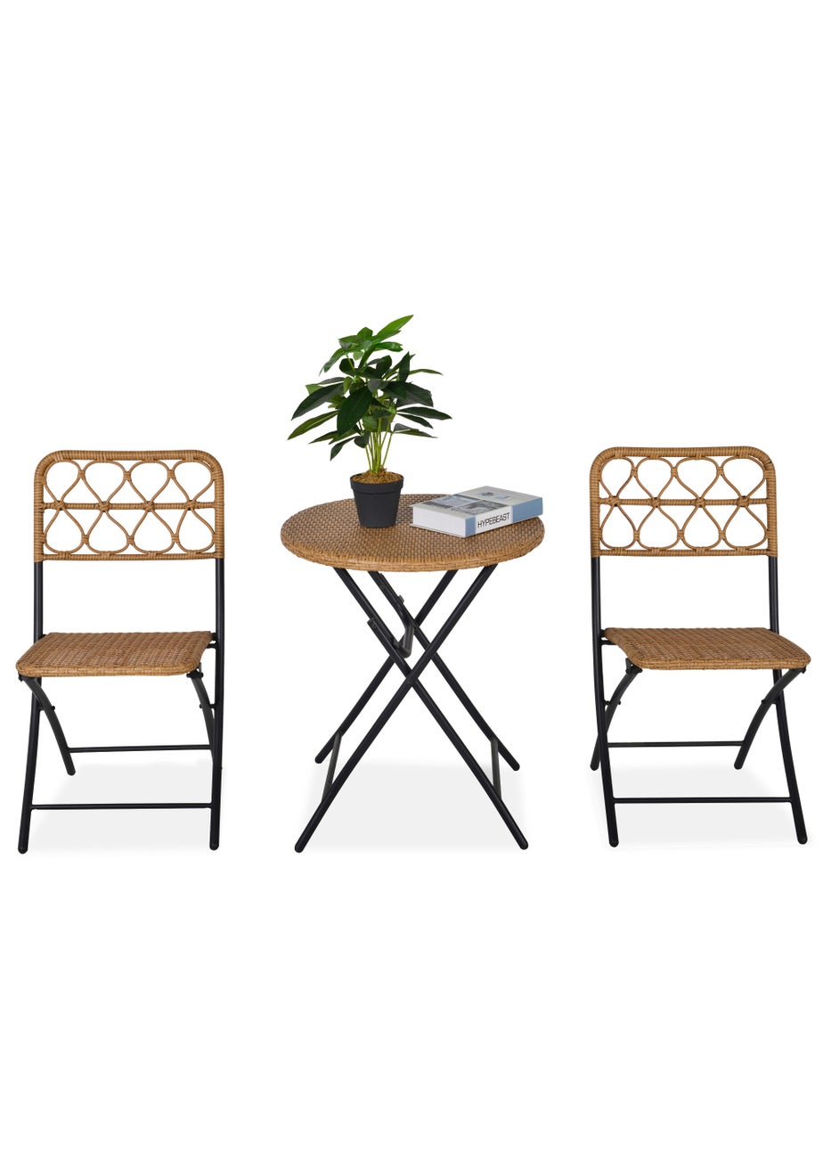 Outsunny 3 Piece Foldable Rattan Bistro Set