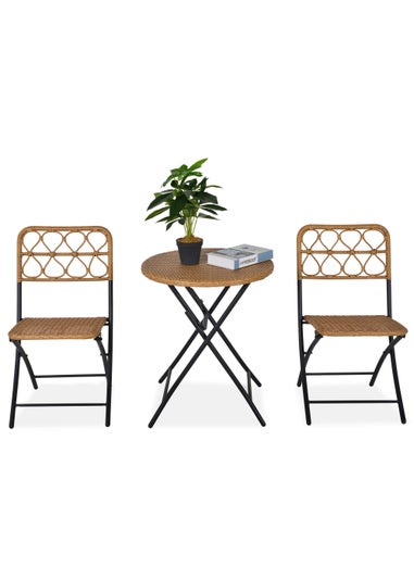 Outsunny 3 Piece Foldable Rattan Bistro Set