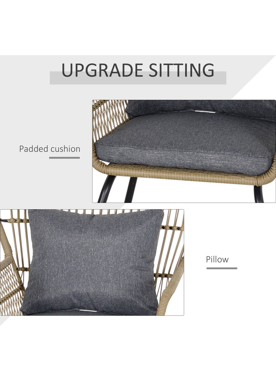 Outsunny 3 Piece Rattan Garden Furniture Set with Cushions