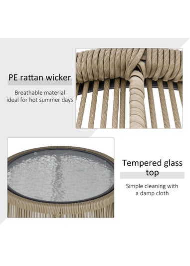 Outsunny 3 Piece Rattan Garden Furniture Set with Cushions