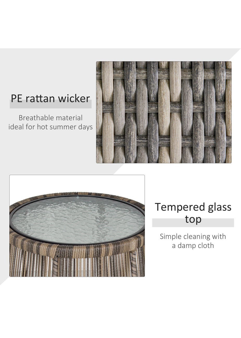 Outsunny 3 Piece Rattan Garden Furniture Set with Cushions