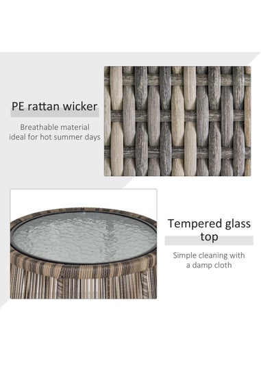 Outsunny 3 Piece Rattan Garden Furniture Set with Cushions