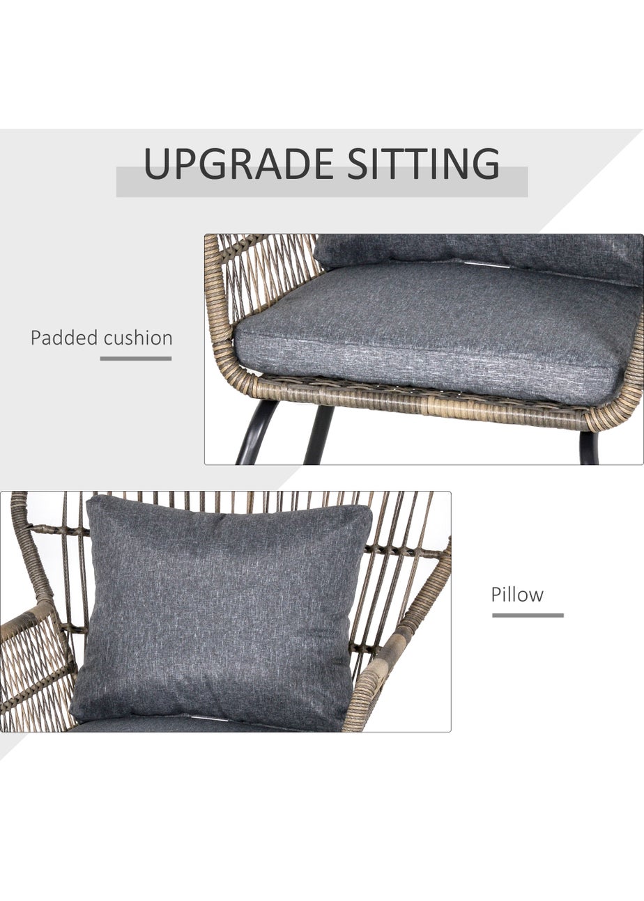 Outsunny 3 Piece Rattan Garden Furniture Set with Cushions