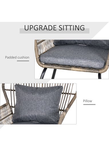 Outsunny 3 Piece Rattan Garden Furniture Set with Cushions