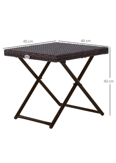 Outsunny Folding Square Bistro Rattan Coffee Table (40cm x 40cm x 40cm)
