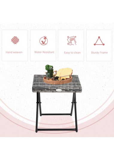 Outsunny Folding Square Bistro Rattan Coffee Table (40cm x 40cm x 40cm)