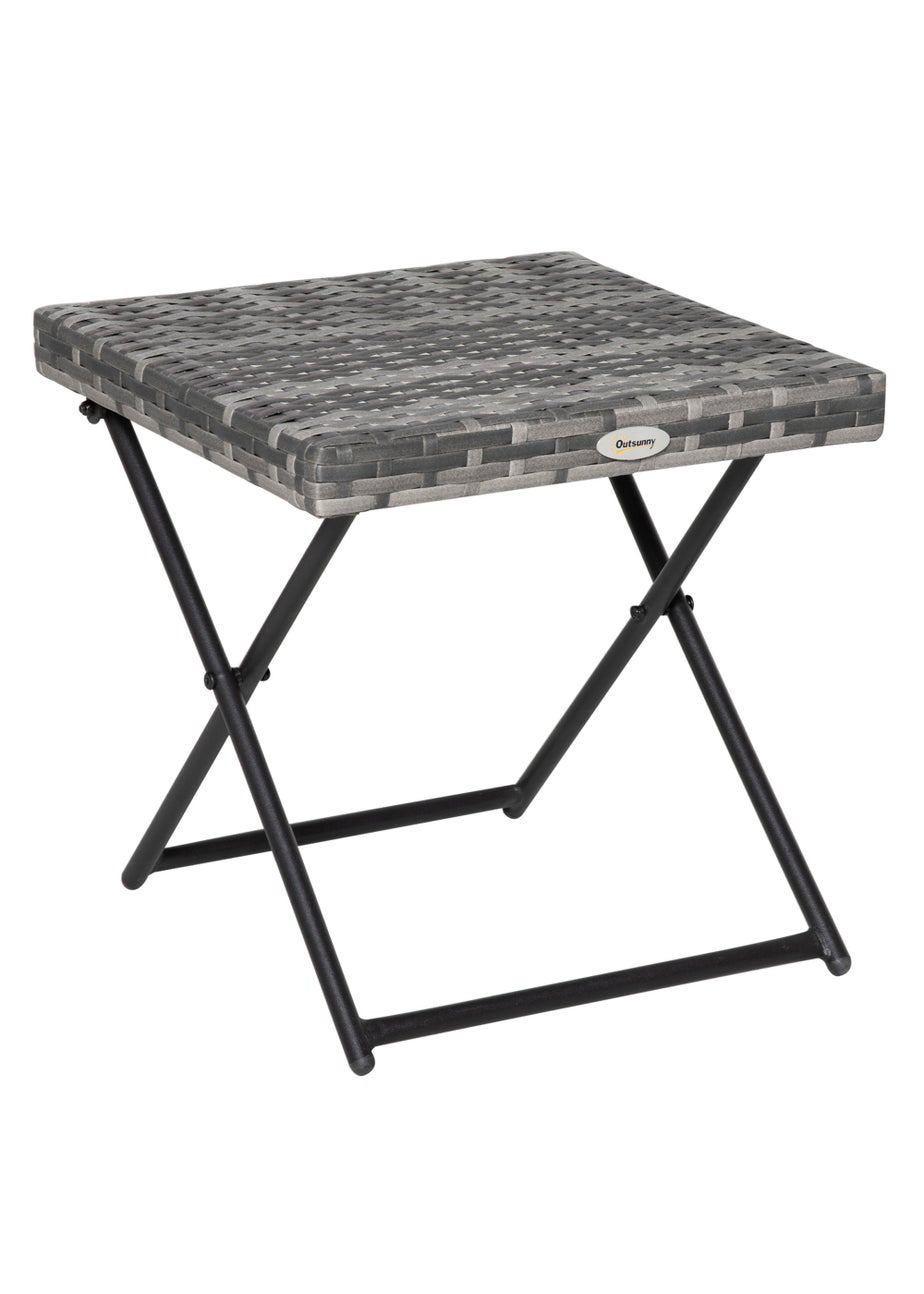 Outsunny Folding Square Bistro Rattan Coffee Table (40cm x 40cm x 40cm)