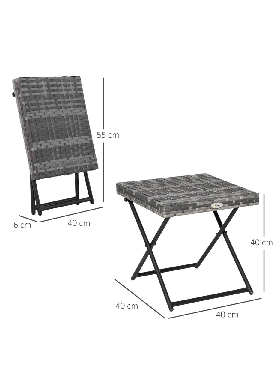 Outsunny Folding Square Bistro Rattan Coffee Table (40cm x 40cm x 40cm)