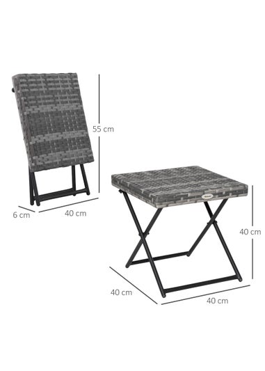 Outsunny Folding Square Bistro Rattan Coffee Table (40cm x 40cm x 40cm)