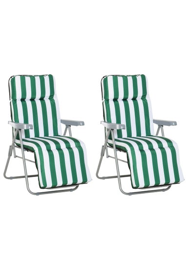 Outsunny Set of 2 Garden Patio Foldable Sun Recliners Loungers