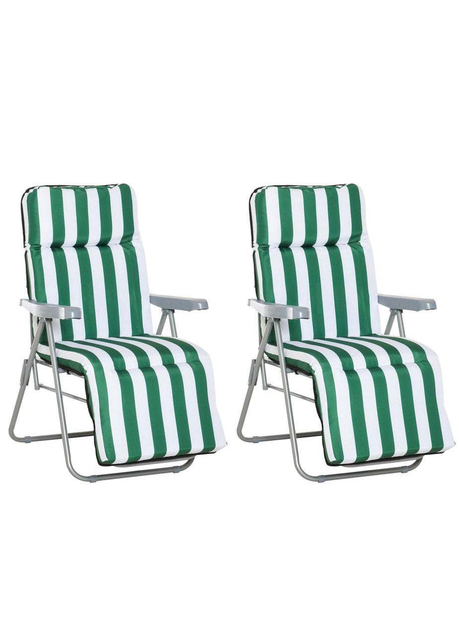 Outsunny Set of 2 Garden Patio Foldable Sun Recliners Loungers