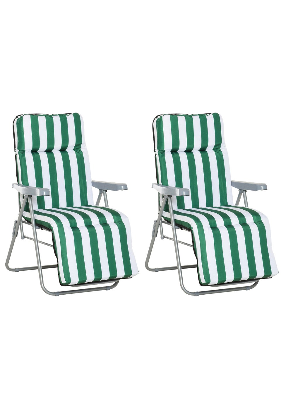 Outsunny Set of 2 Garden Patio Foldable Sun Recliners Loungers