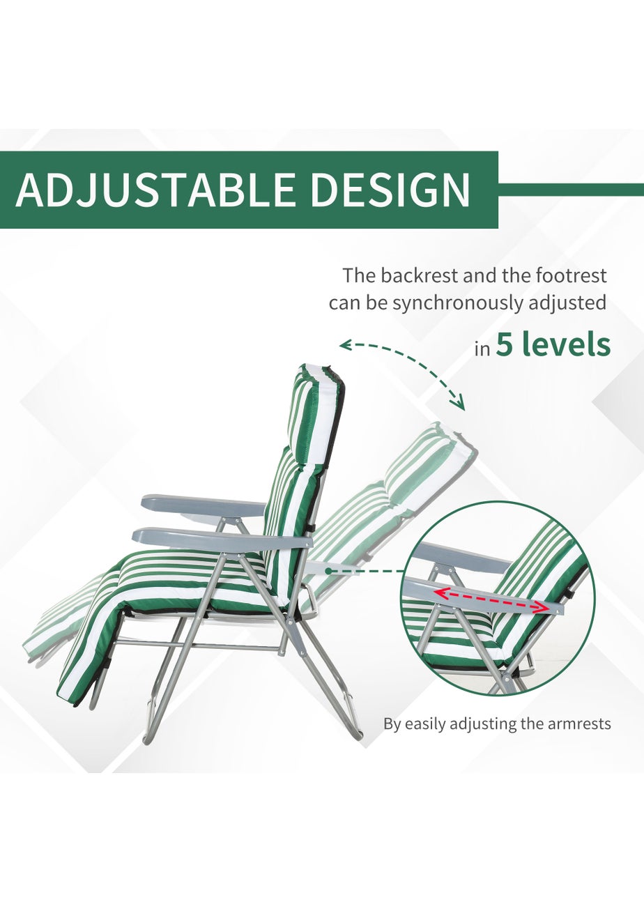Outsunny Set of 2 Garden Patio Foldable Sun Recliners Loungers