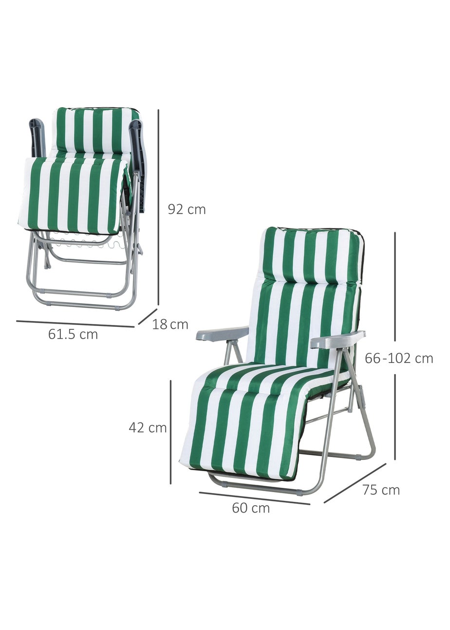 Outsunny Set of 2 Garden Patio Foldable Sun Recliners Loungers