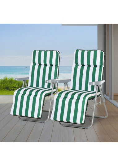 Outsunny Set of 2 Garden Patio Foldable Sun Recliners Loungers