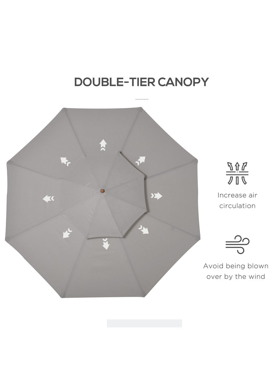 Outsunny 2.7 m Garden Parasol Umbrella, Double Tier Garden Umbrellas Outdoor Sun Umbrella