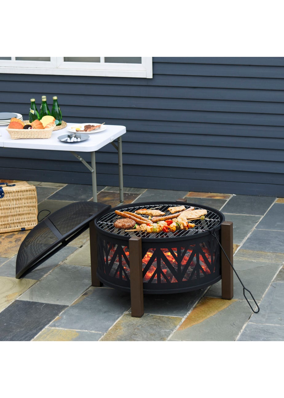 Outsunny 2 in 1 Outdoor Firepit (78cm x 78cm x 60cm)