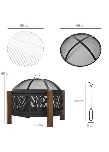 Outsunny 2 in 1 Outdoor Firepit (78cm x 78cm x 60cm)