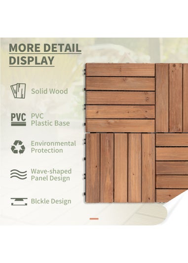 Outsunny 27 Pcs Wooden Interlocking Decking Tiles