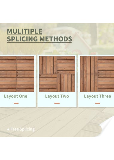 Outsunny 27 Pcs Wooden Interlocking Decking Tiles