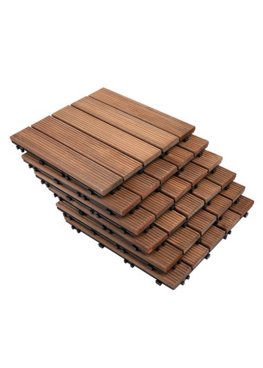 Outsunny 27 Pcs Wooden Interlocking Decking Tiles