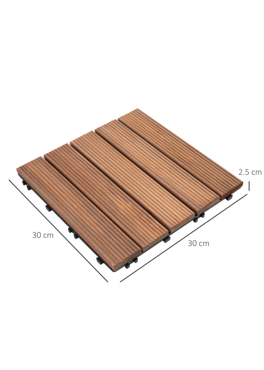 Outsunny 27 Pcs Wooden Interlocking Decking Tiles