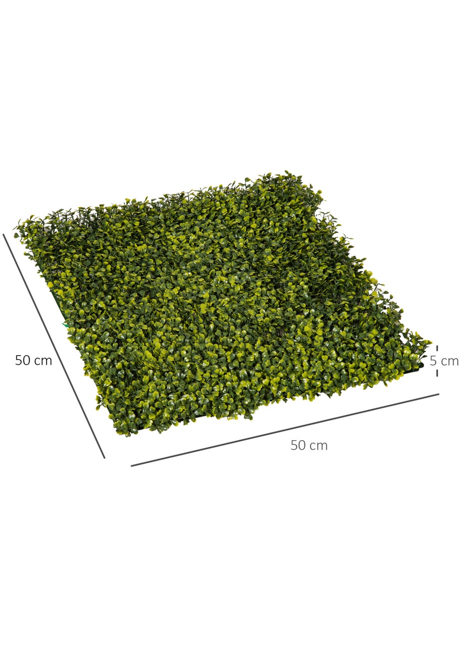Outsunny 12PCS Artificial Boxwood Wall Panels 50cm x 50cm Grass Privacy Fence Screen