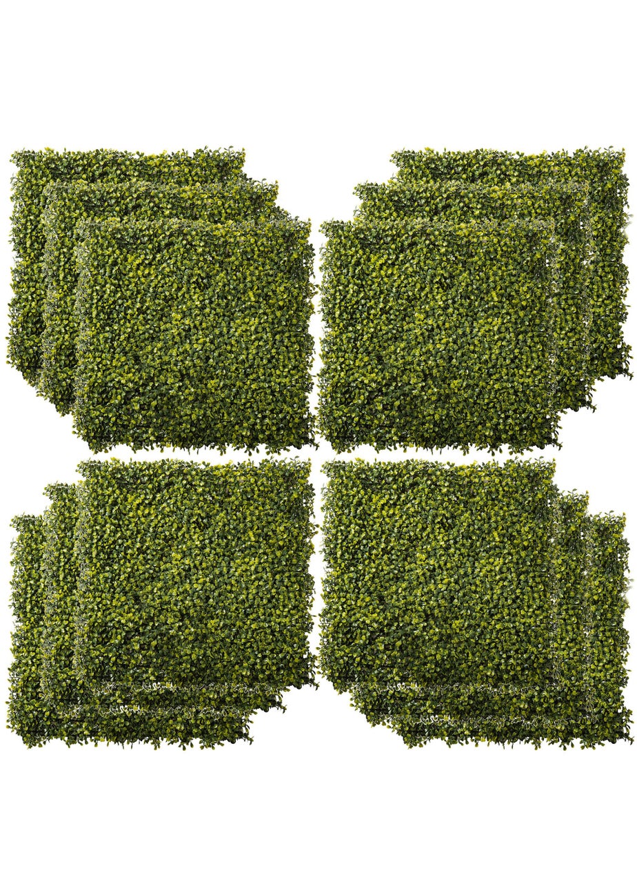 Outsunny 12PCS Artificial Boxwood Wall Panels 50cm x 50cm Grass Privacy Fence Screen