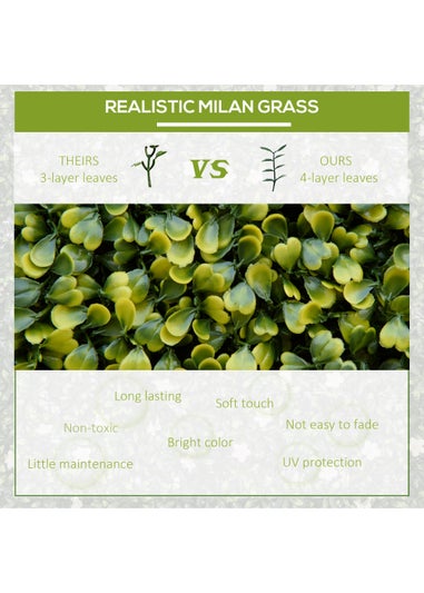 Outsunny 12PCS Artificial Boxwood Wall Panels 50cm x 50cm Grass Privacy Fence Screen