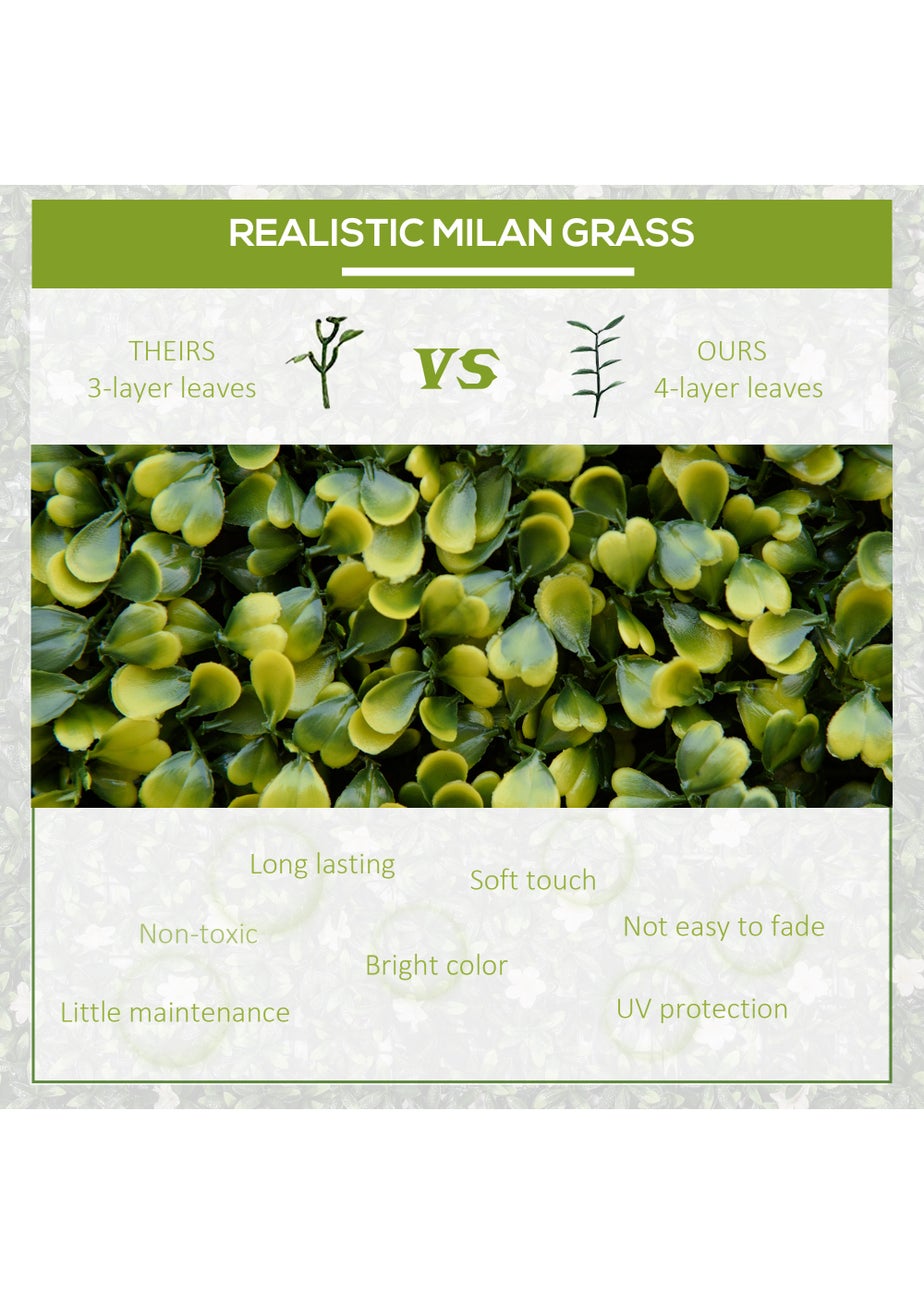 Outsunny 12PCS Artificial Boxwood Wall Panels 50cm x 50cm Grass Privacy Fence Screen