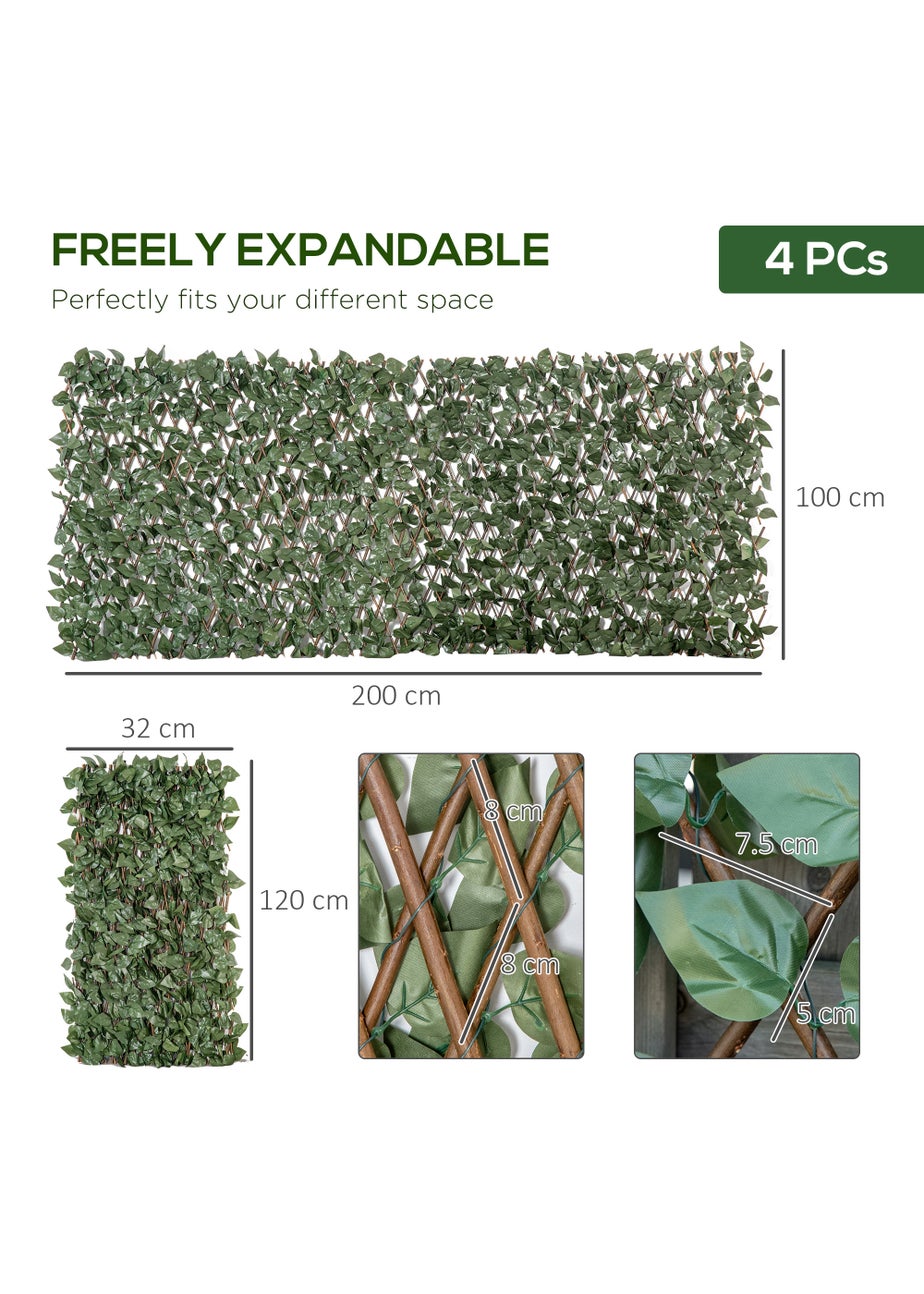 Outsunny 4 Piece 2m x 1m Expanding Trellis Fence