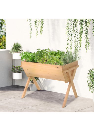 Outsunny Wooden Planter Raised Bed Stand Vegetable Flower Bed