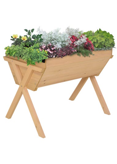Outsunny Wooden Planter Raised Bed Stand Vegetable Flower Bed